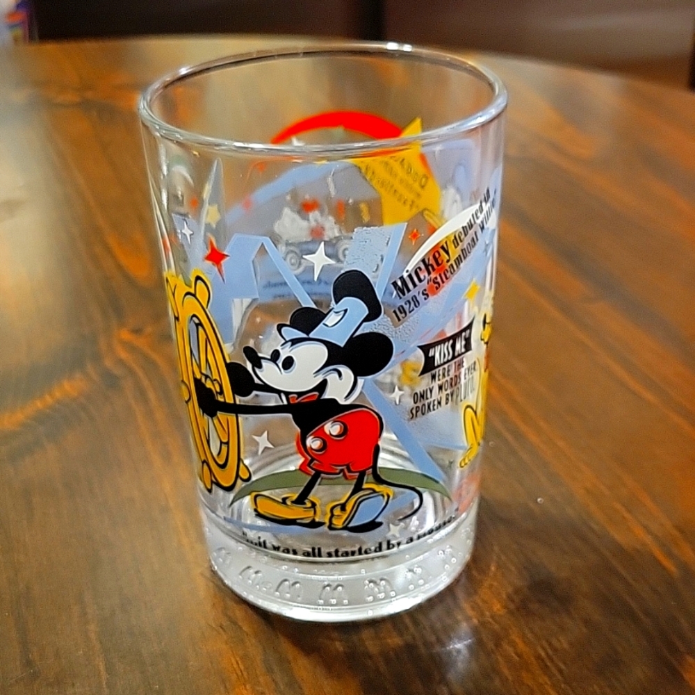 McDonalds 100 Years of Disney Magic Glass Cup Collectible Vintage Mickey Donald